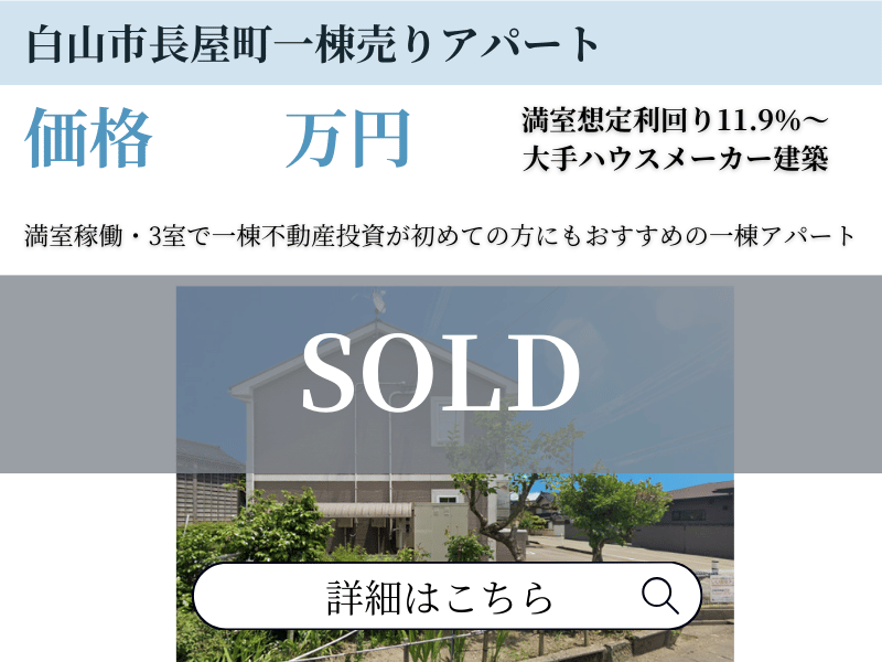 白山市長屋町 売りアパート 成約